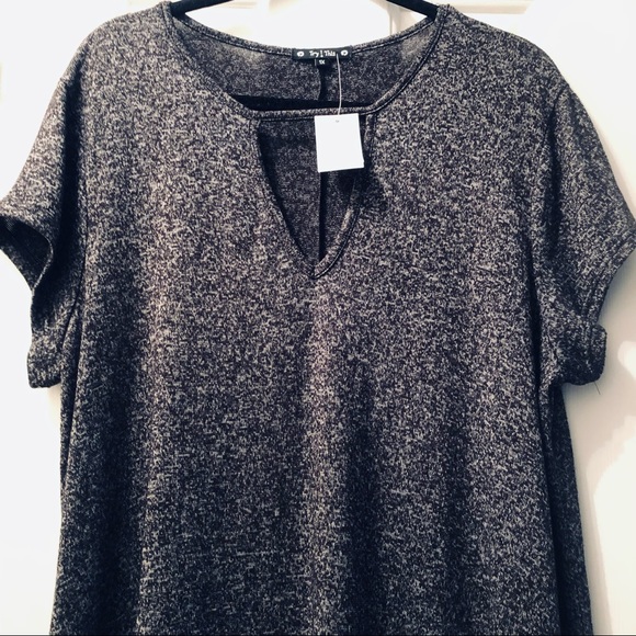 TRY!THIS | Charcoal V-Cut Neck Tunic Dress | 1X - Picture 2 of 9